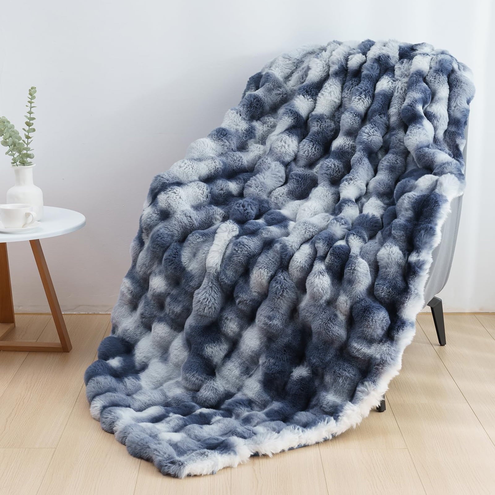 Cozy Fleece Faux Fur Throw Blanket for Couch Luxury Fluffy Thick Bubble Blanket Warm Cozy Throw for Bedroom Living Room, 50" x 60... - Super Soft Reversible Sherpa Flannel Blanket - Default Title