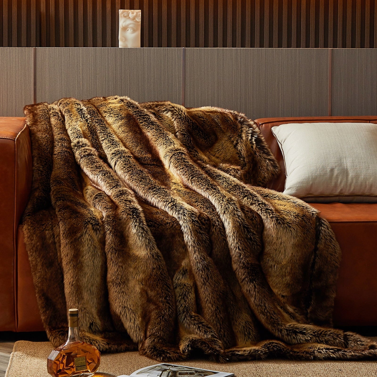 Super Soft Flannel Luxury Faux Fur Throw Blanket for Bed Super Thick Warm Long Fluff Fuzzy Blankets for Bedroom Living Room, 60" x 80", ... - Cozy Fleece Throw Blanket for Couch & Bed - Default Title