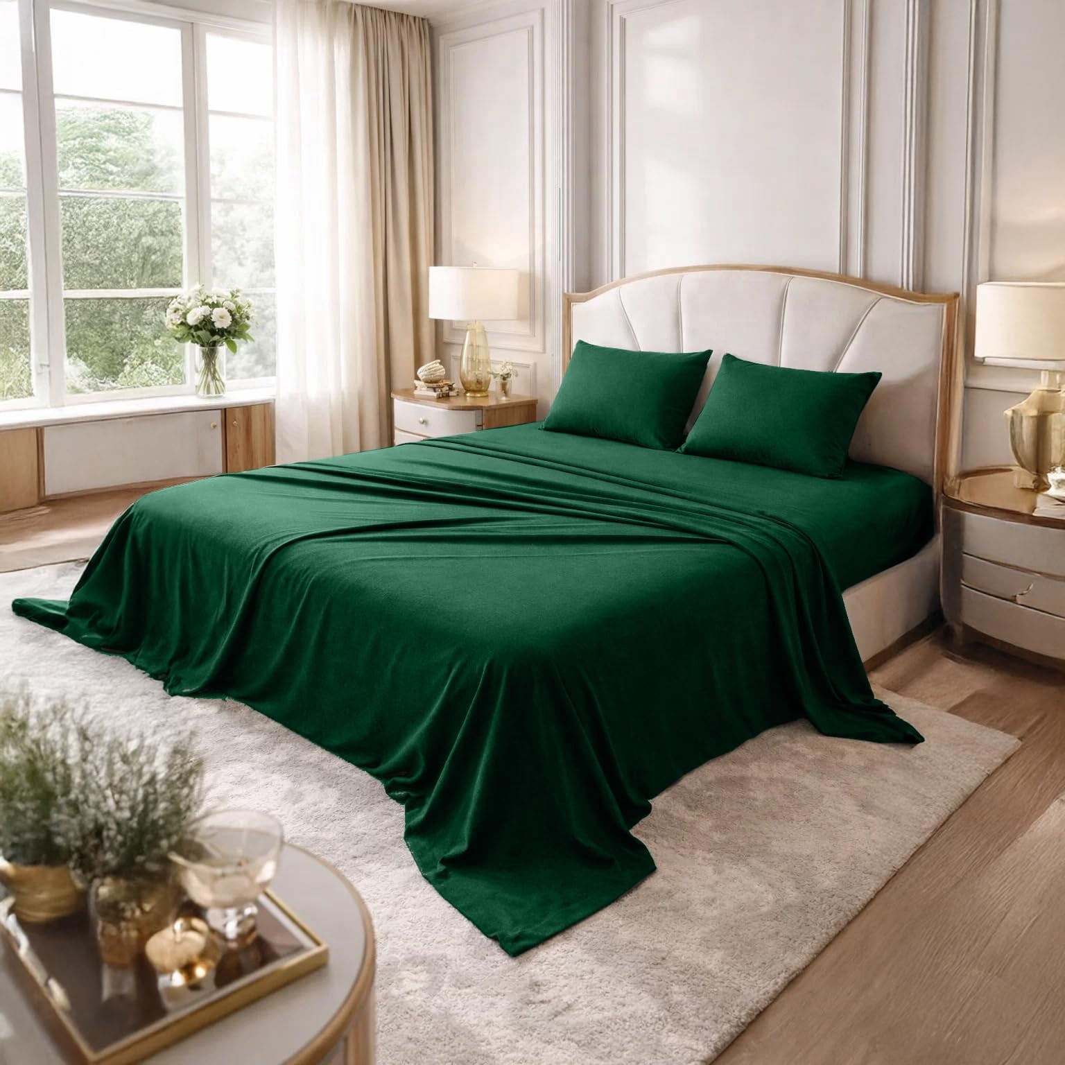 Ultra-Soft Bed Sheet Set Twin 3 Piece Hunter Green Breathable Soft Cotton Jersey Sheets with Deep Pockets, Unisex - Premium Ultra-Soft Pillowcase Pair for Sleeping - Default Title
