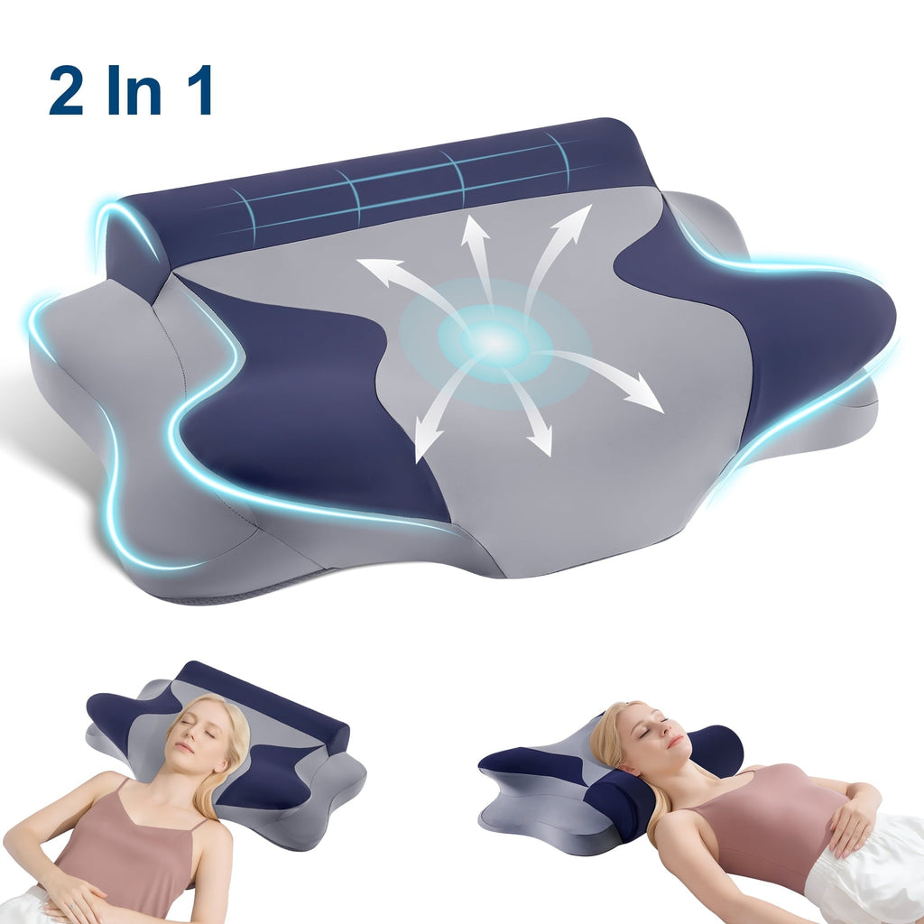 Hotel Collection Cooling Bed Pillow for Neck & Shoulder Pain Relief, Cervical Support Comfort Pillow for Side Back Stomach Sleeper, Er... - Orthopedic Shredded Foam Bed Pillow Set - Default Title