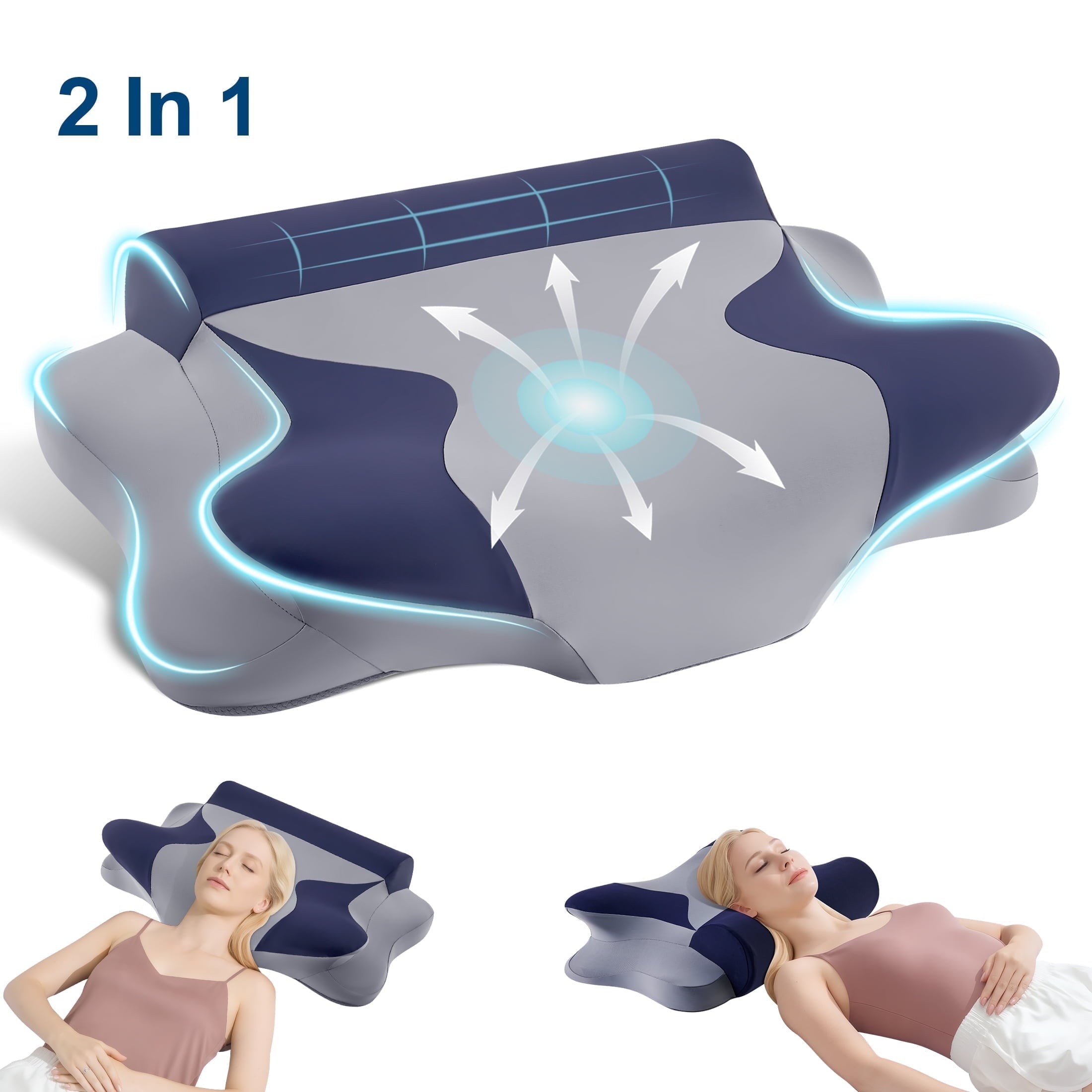 Hotel Collection Cooling Bed Pillow for Neck & Shoulder Pain Relief, Cervical Support Comfort Pillow for Side Back Stomach Sleeper, Er... - Orthopedic Shredded Foam Bed Pillow Set - Default Title