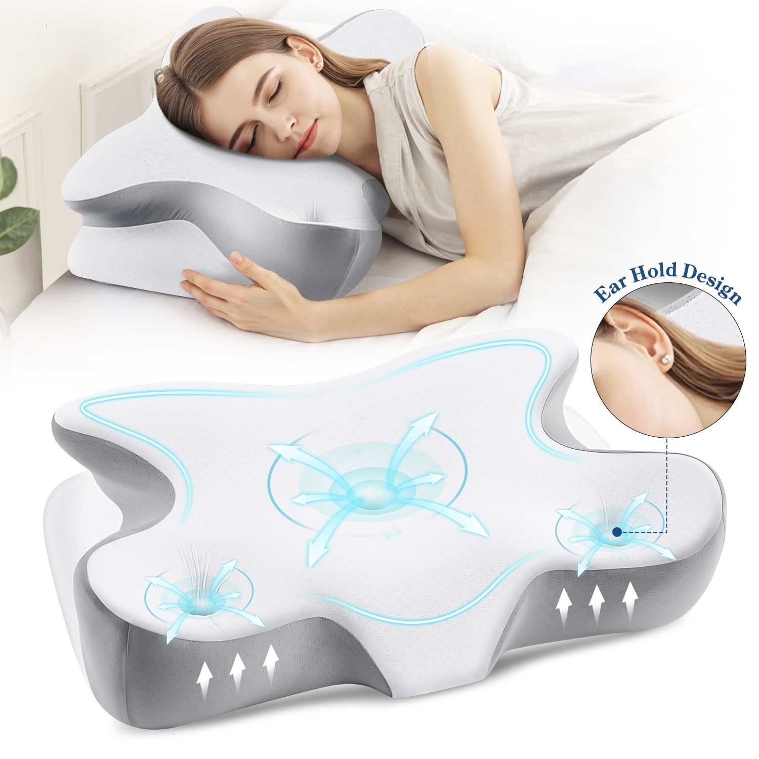 Orthopedic Support Cervical Pillow for Neck and Shoulder, Ergonomic Side Sleeper Pillow for Neck Support, Contour Memory Foam Pillows fo... - Orthopedic Shredded Foam Bed Pillow Set - Default Title