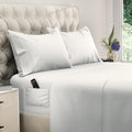 Breathable Luxury Bed Sheets Set - Queen Size Sheet with Side Pocket - 4pcs Set, 15 inches, White - Premium Ultra-Soft Pillowcase Pair for Sleeping - Default Title