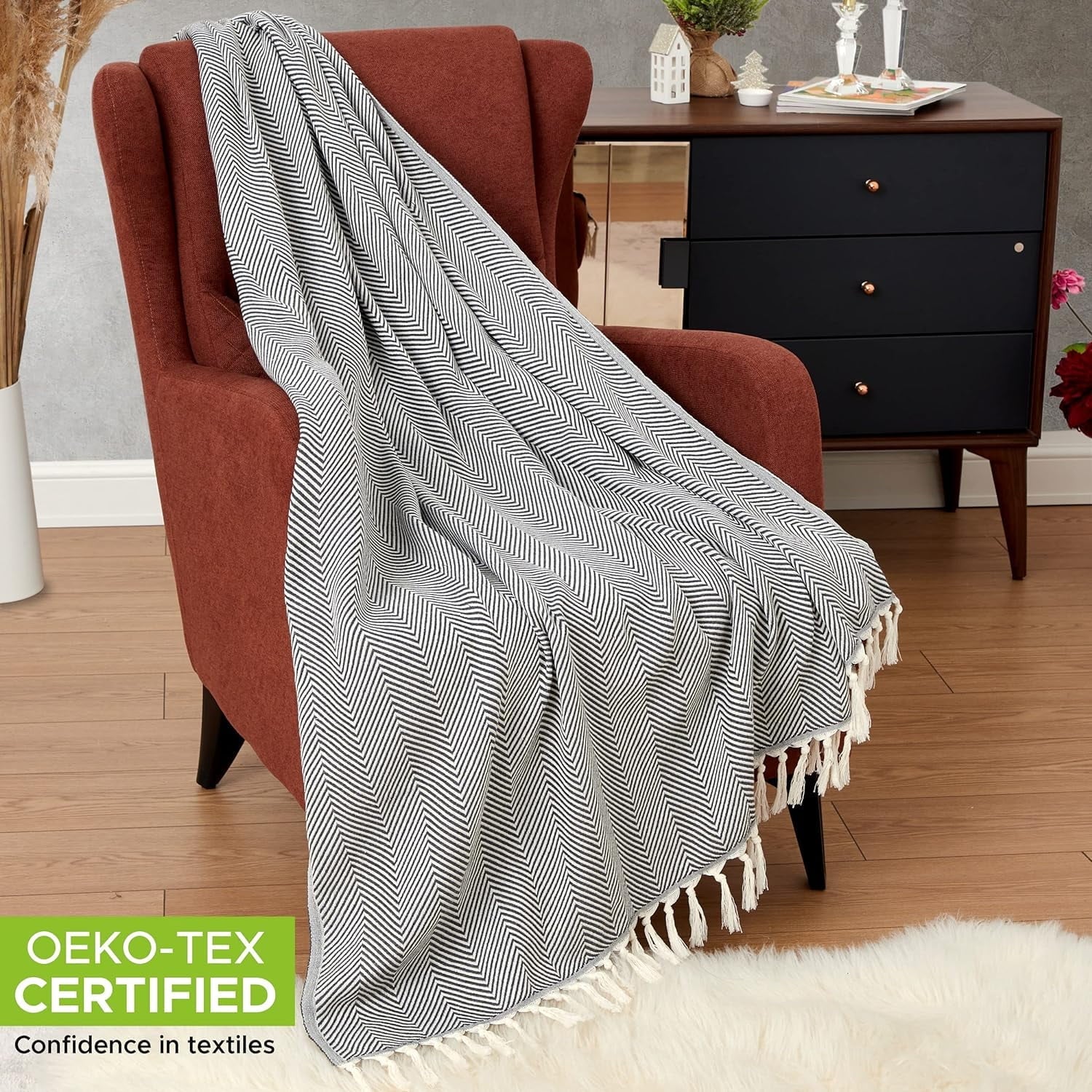 Decorative Knitted Turkish Cotton Throw Blanket & Beach Towel, 60"x70" Boho Decorative Blanket for Couch, Bed, Sofa & Outdoor, Lightweig... - Lightweight Plush Warm Blanket for All Seasons - Default Title