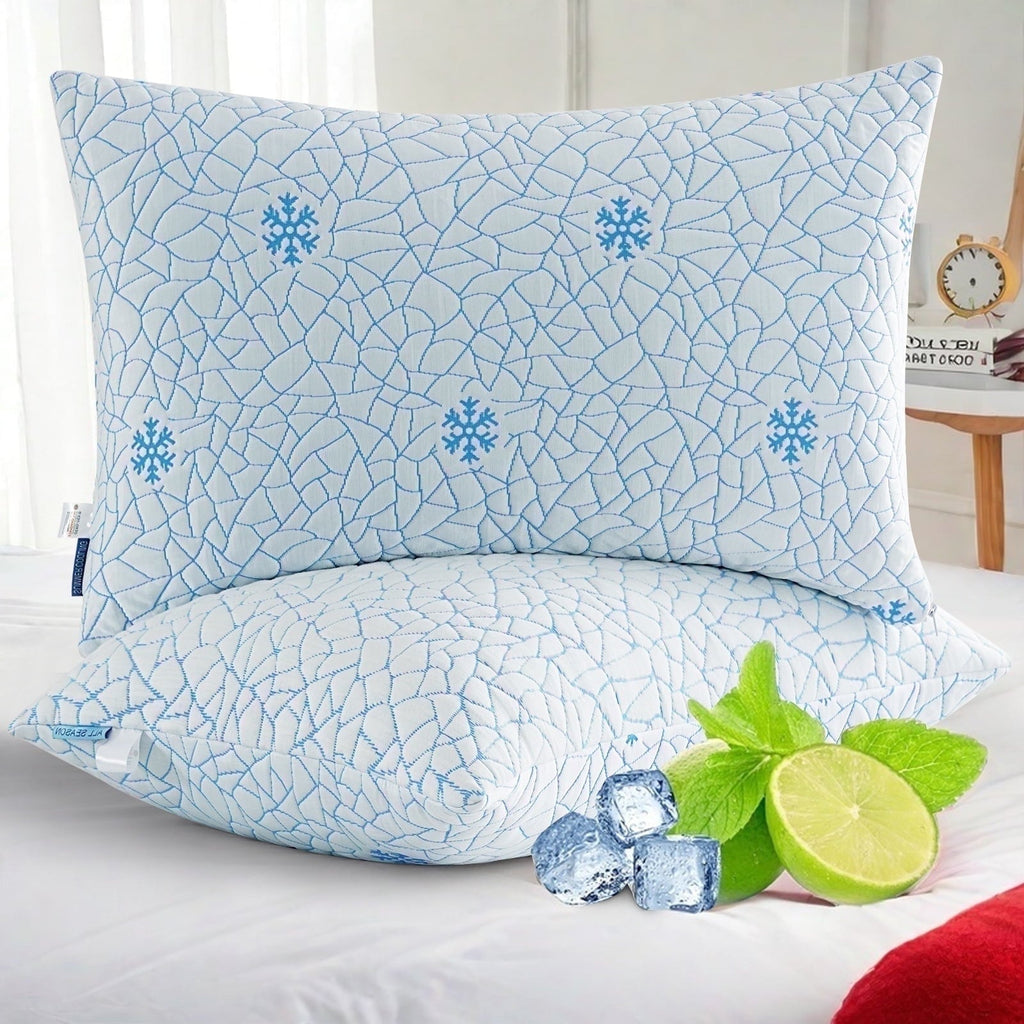 Ergonomic Memory Foam Cooling Memory Foam Queen Pillows Set of 2,Adjustable Support & Heat Dissipation Tech for Side,Back,Stomach & Hot Sle... - Orthopedic Shredded Foam Bed Pillow Set - Default Title