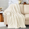 Decorative Knitted White Fleece Throw Blanket for Couch, Super Soft Cozy Blankets and Throws, Decorative Fleece Blankets for Women Men G... - Cozy Fleece Throw Blanket for Couch & Bed - Default Title