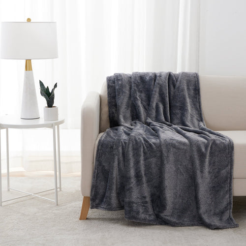 Cozy Fleece Plush Heathered Soft Oversized Throw Blanket, Gray - Cozy Fleece Throw Blanket for Couch & Bed - Default Title