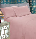 Ultra-Soft 4 Pieces Bed Sheet Set With Flat Fitted and 2 Pillowcases King-Dusty Rose - Luxury Bed Sheet Set with Deep Pockets - Default Title