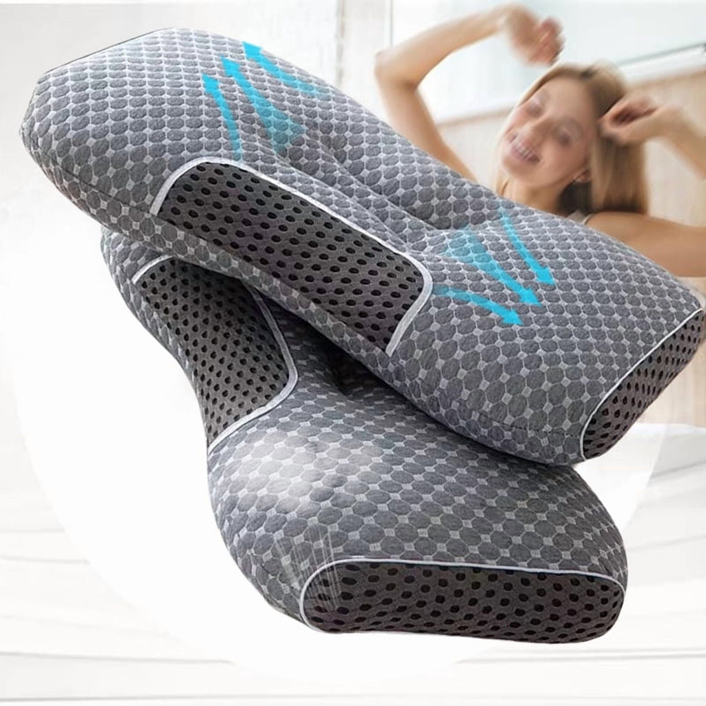 Ergonomic Memory Foam 2-Piece Set - 24"x15" Gray Bed for Back, Side, Stomach Sleepers - Orthopedic Shredded Foam Bed Pillow Set - Default Title