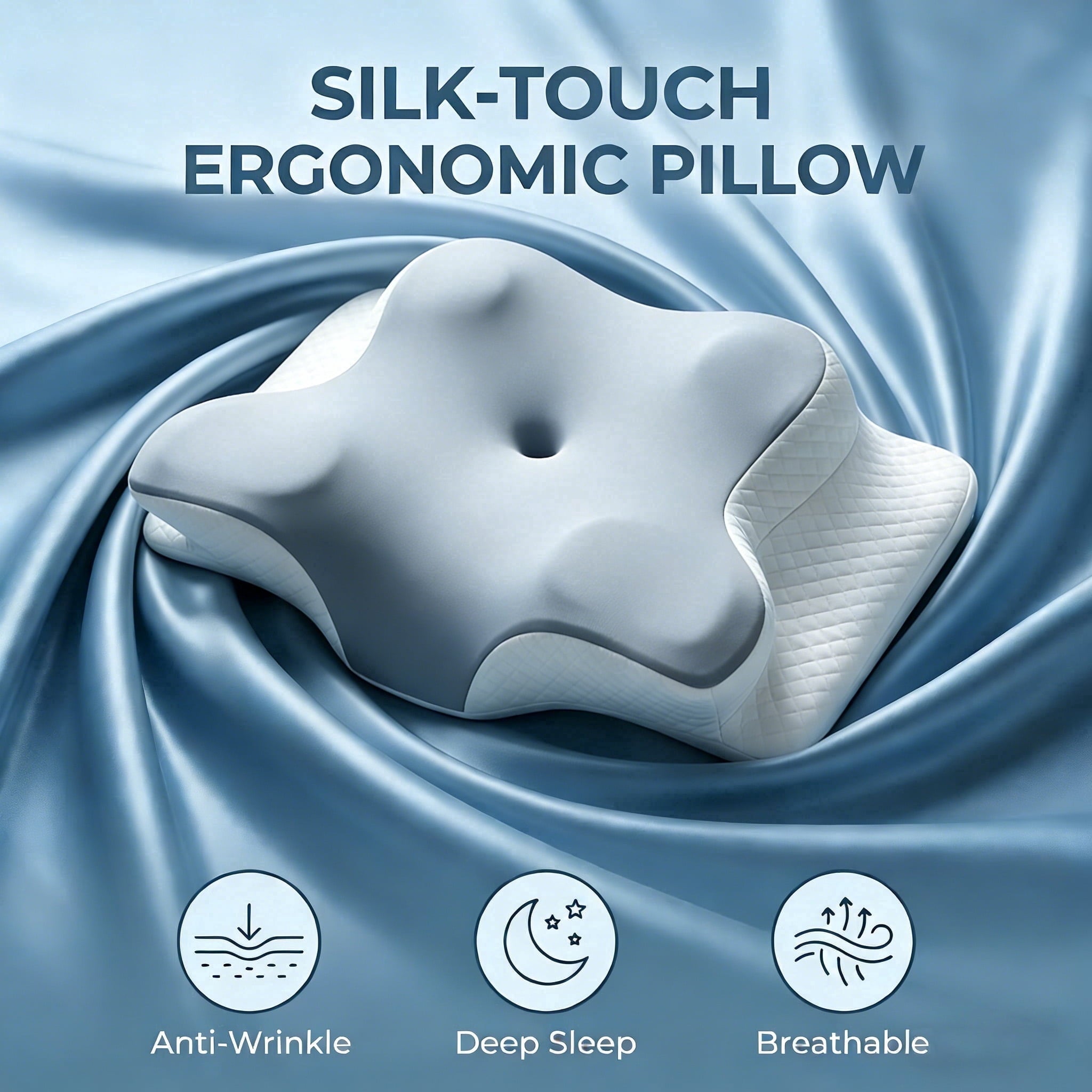 Ergonomic Memory Foam Memory Foam Contour Pillows - Neck Pain Relief, Orthopedic Cervical, Breathable Washable Cover - Ergonomic Memory Foam Pillow for Neck Pain Support - Default Title
