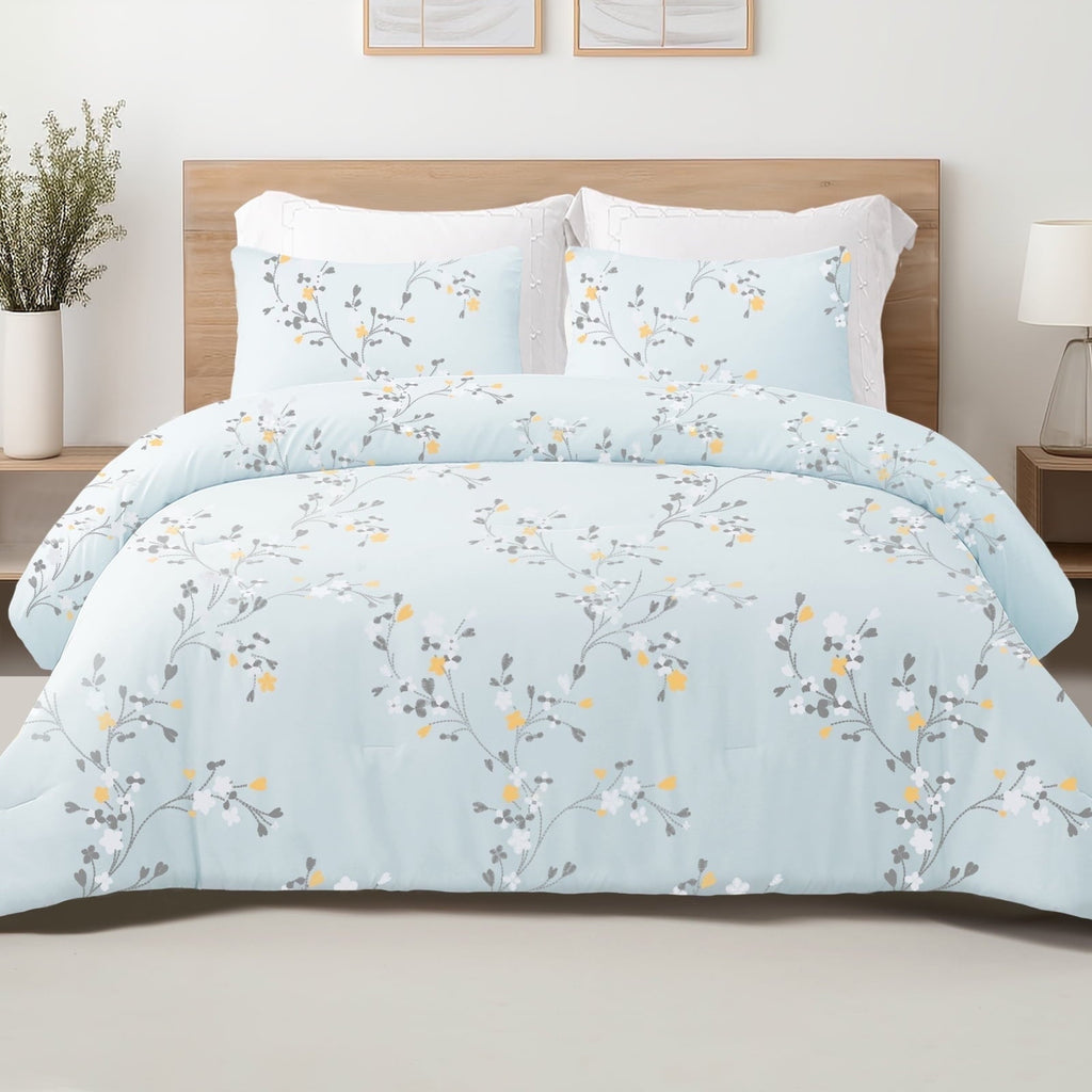 Heavyweight Warmth 3-Piece Floral King Size Comforter Set, Microfiber Bedding Down Alternative Comforter for All Seasons with 2 Pillow S... - All-Season Down Alternative Comforter Insert - Default Title