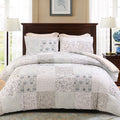 Luxurious Quilted 3-Piece Patchwork King Size Comforter Set, Microfiber Bedding Down Alternative Comforter for All Seasons with 2 Pillo... - All-Season Down Alternative Comforter Insert - Default Title