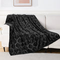 Decorative Knitted Fleece Throw Blanket for Couch, Leaves Pattern Super Soft and Cozy Blankets, Plush Fuzzy Lightweight, Black, 50"x60" - Super Soft Reversible Sherpa Flannel Blanket - Default Title