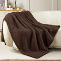 Lightweight Warm Fuzzy Fleece Throw Blanket for Couch Sofa, Lightweight Fluffy Solid Velvet Blanket, 50x60 Inches, Coffee - Luxury Knitted Decorative Throw Blanket with Fringes - Default Title