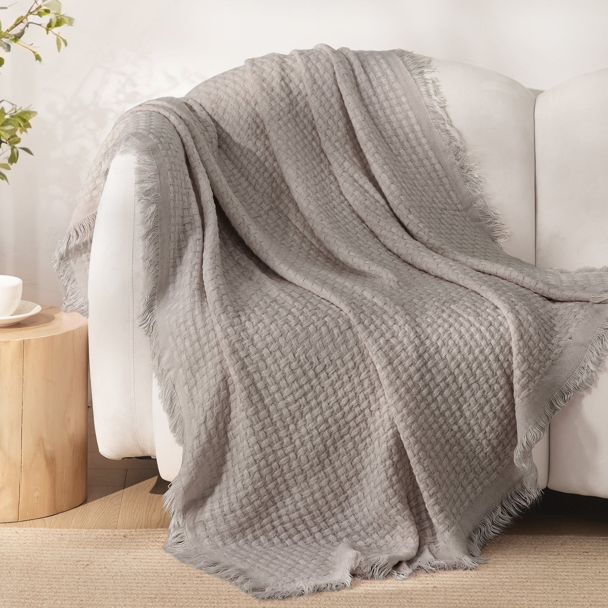 Decorative Knitted Knitted Throw Blanket with Fringes for Couch, Soft and Warm Textured Throw for All Season, Lightweight Breathable Roo... - Lightweight Plush Warm Blanket for All Seasons - Default Title