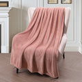 Decorative Knitted Large Flannel Fleece Velvet Plush Throw Blanket - 50" x 70" (Pink) - Super Soft Reversible Sherpa Flannel Blanket - Default Title
