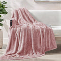 Decorative Knitted Plush Fuzzy Large Fleece Throw Blanket (50" x 70", Dusty Pink)- Soft, Warm and Lightweight - Lightweight Plush Warm Blanket for All Seasons - Default Title