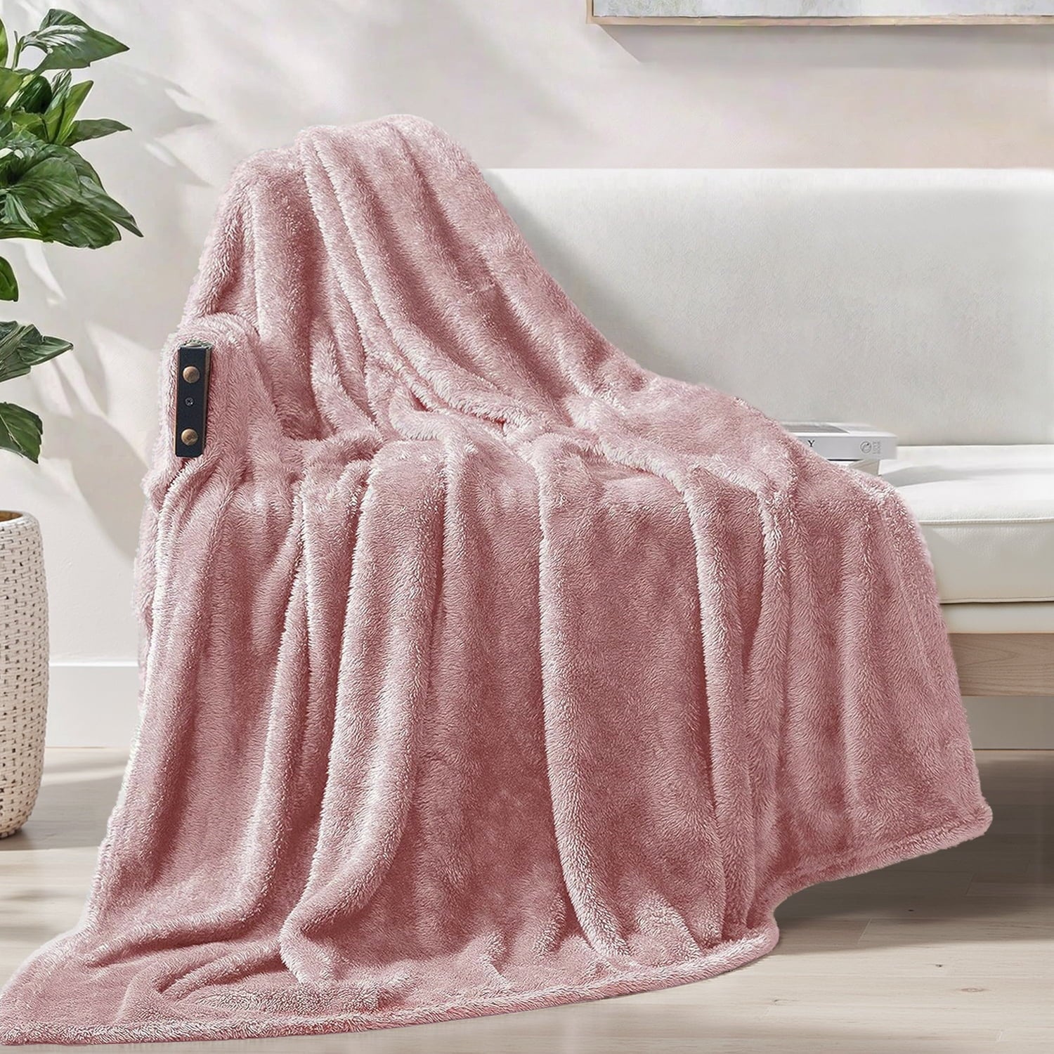 Decorative Knitted Plush Fuzzy Large Fleece Throw Blanket (50" x 70", Dusty Pink)- Soft, Warm and Lightweight - Lightweight Plush Warm Blanket for All Seasons - Default Title
