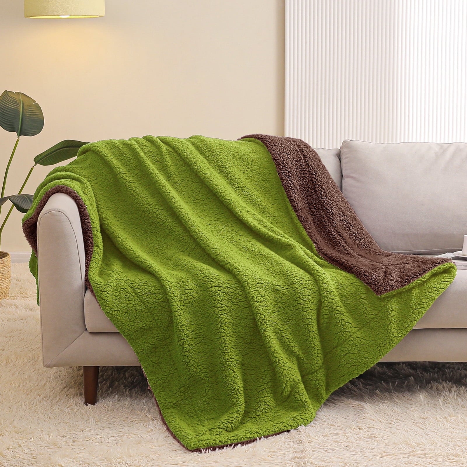 Lightweight Warm Reversible Sherpa Fleece Throw Blanket for Couch, Soft Plush Blanket for Bed Sofa, Warm Fluffy Blankets for All Seaso... - Super Soft Reversible Sherpa Flannel Blanket - Default Title