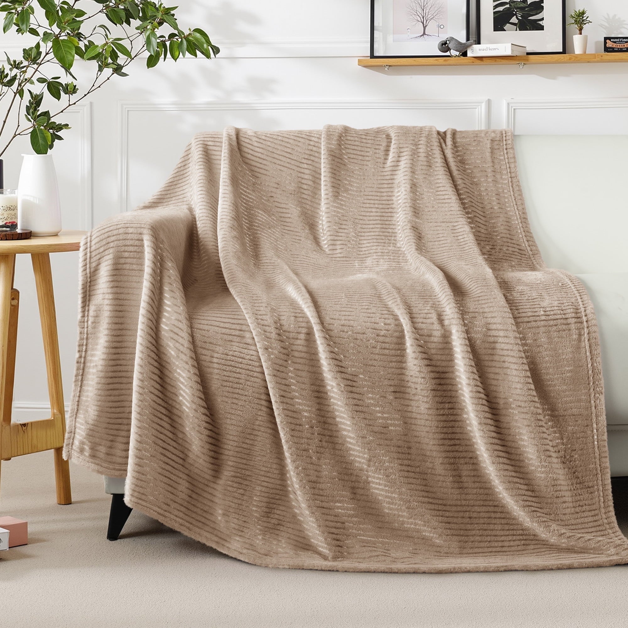 Cozy Fleece Soft Throw Blanket, 50"x60", Camel - Lightweight Plush Warm Blanket for All Seasons - Default Title