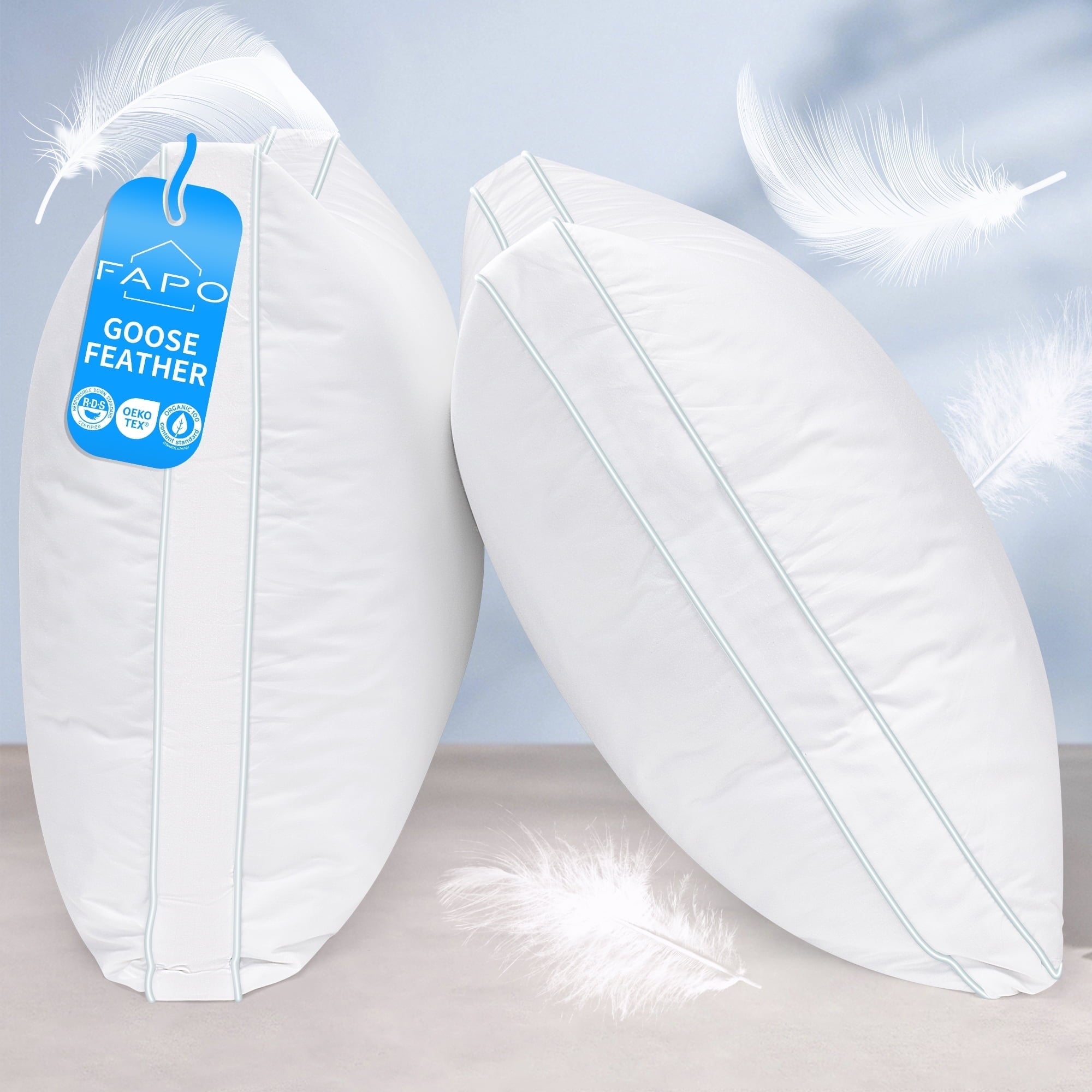 Decorative Plump Goose Feather Down Pillows, Gusseted Bed Pillows Queen Size Set of 2, Luxury Hotel Collection Fluffy Pillows 100% Cot... - Orthopedic Shredded Foam Bed Pillow Set - Default Title
