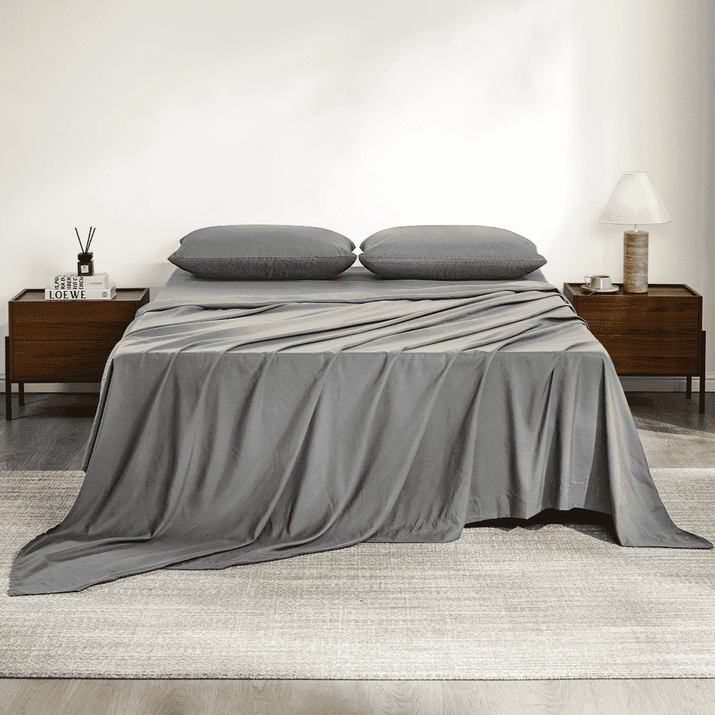 Cooling Sateen Full Size Bed Sheets, 4 Piece Sheets 14” Deep Pocket Sheet & Pillowcase Sets Soft Microfiber Luxury Bedding Fitted Sh... - Luxury Bed Sheet Set with Deep Pockets - Default Title