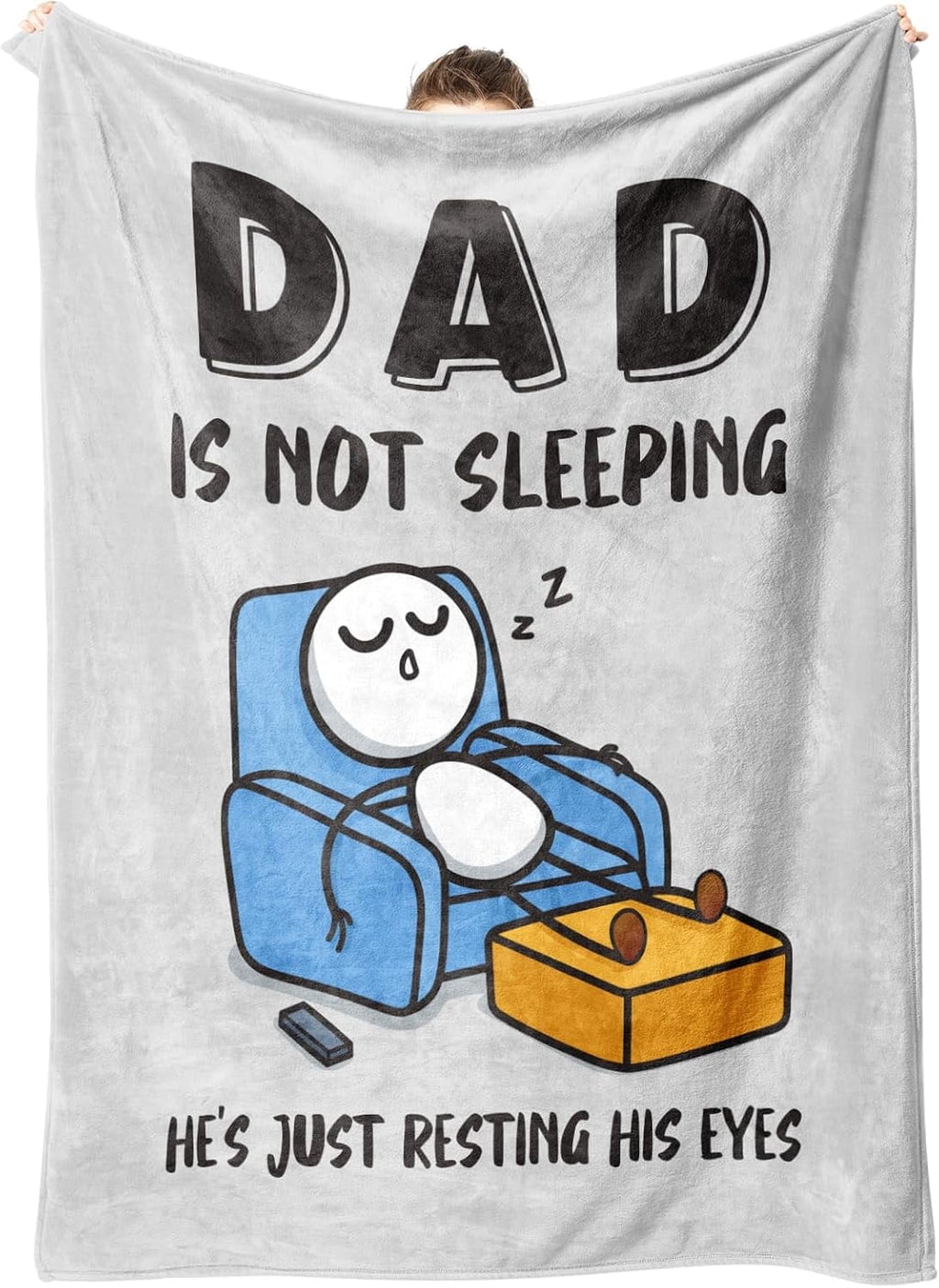 Reversible Sherpa Funny Fathers Day Dad Gifts , Dads Birthday Gifts, Dad is Not Sleeping Blanket, Super Soft Throws Blanket for Napping - Lightweight Plush Warm Blanket for All Seasons - Default Title