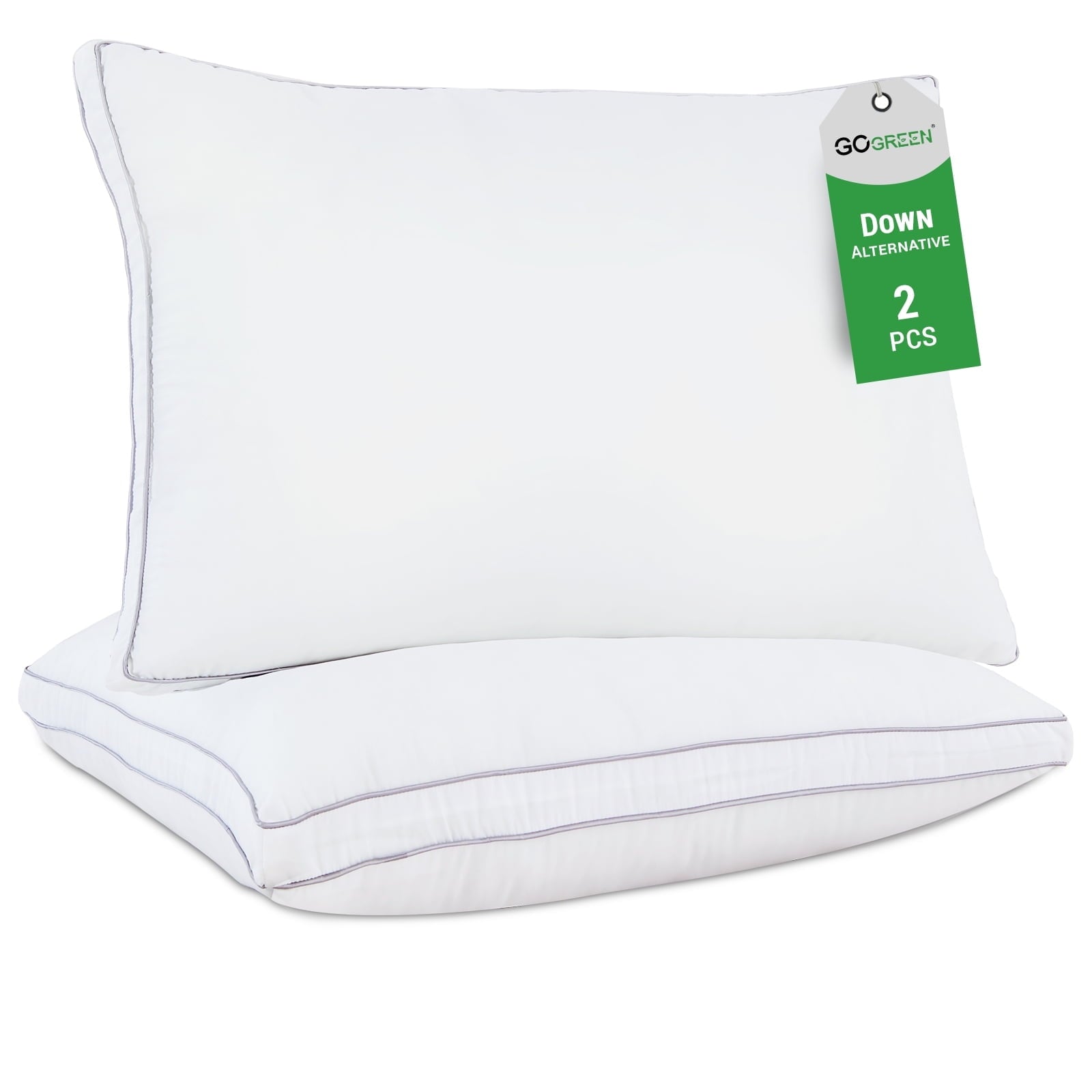 Orthopedic Support 2 Pack Pillows for Bed, Standard Size Pillows Insert for Side and Back Sleepers, Soft Down Alternative Microfiber Fil... - Ergonomic Memory Foam Pillow for Neck Pain Support - Default Title