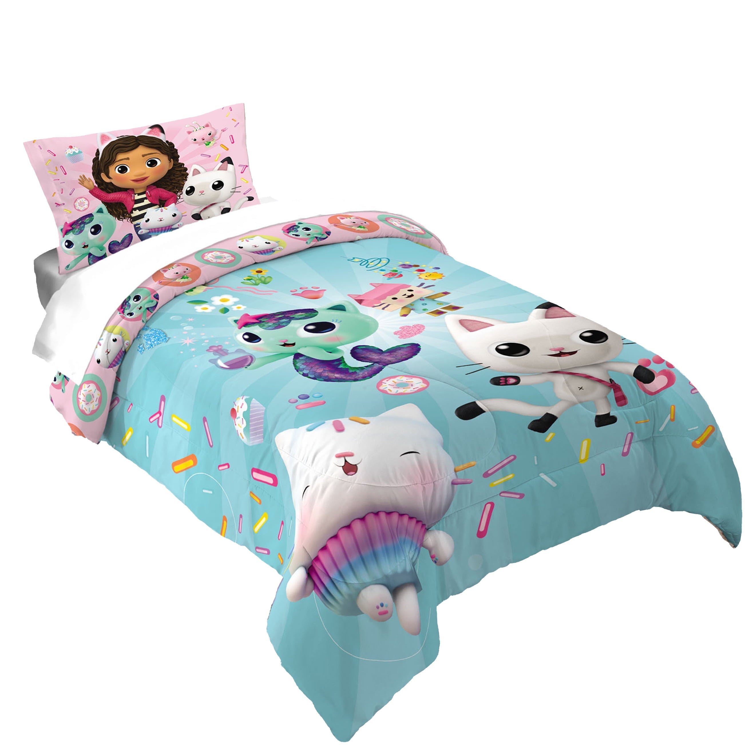 Fluffy Down Alternative Gabby's Dollhouse Kids Comforter and Pillowcase, 2-Piece Set, Twin/Full, Reversible - Cloud-Like Soft Lightweight Bed Comforter - Default Title