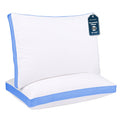 Fluffy Shredded Gusseted Queen 18x26 Bed Pillows for Sleeping Set of 2 Polycotton White Blue Stripe Comfortable - Orthopedic Shredded Foam Bed Pillow Set - Default Title