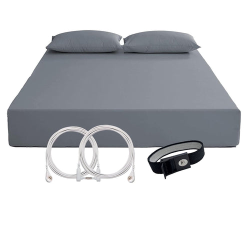 Breathable Luxury Grounding Fitted Sheet Kit Queen Size, Deep Pocket Fitted Sheet, Organic Cotton 7% Silver Fiber, Conductive Bed Cover... - Cooling Hotel Quality Bedding Sheets and Pillowcases - Default Title