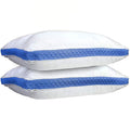 Fluffy Shredded Gusseted Quilted King Size Bed Pillows Set of 2, Blue Bed Pillows for Side Sleepers and Back Sleepers - Ergonomic Memory Foam Pillow for Neck Pain Support - Default Title