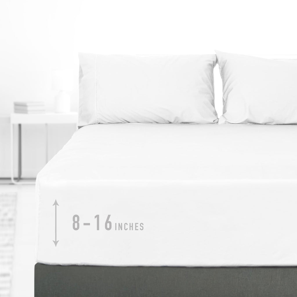 Breathable Luxury 100% Cotton Queen Size Fitted Sheet Only, 300 Thread Count White Fitted Bed Sheet with 22” Extra Deep Pocket, Soft & ... - Breathable Egyptian Cotton Flat & Fitted Sheets - Default Title