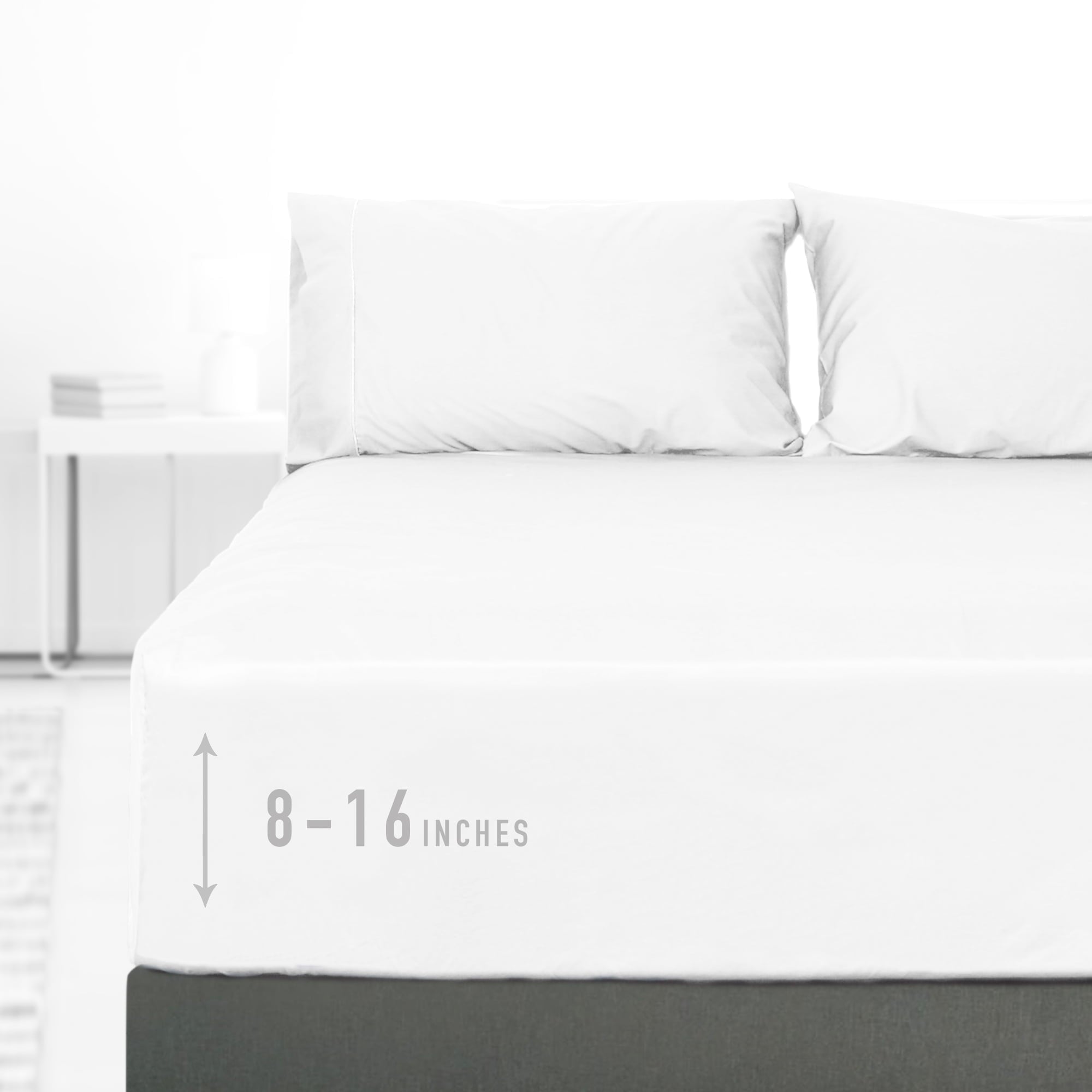 Breathable Luxury 100% Cotton Queen Size Fitted Sheet Only, 300 Thread Count White Fitted Bed Sheet with 22” Extra Deep Pocket, Soft & ... - Breathable Egyptian Cotton Flat & Fitted Sheets - Default Title