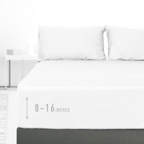 Breathable Luxury 100% Cotton Queen Size Fitted Sheet Only, 300 Thread Count White Fitted Bed Sheet with 22” Extra Deep Pocket, Soft & ... - Breathable Egyptian Cotton Flat & Fitted Sheets - Default Title