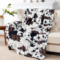 Lightweight Warm Cow Print Double Sided Faux Fur Throw Blanket, Soft Cozy Fuzzy Black and White Throw, 50x60 inches - Super Soft Reversible Sherpa Flannel Blanket - Default Title