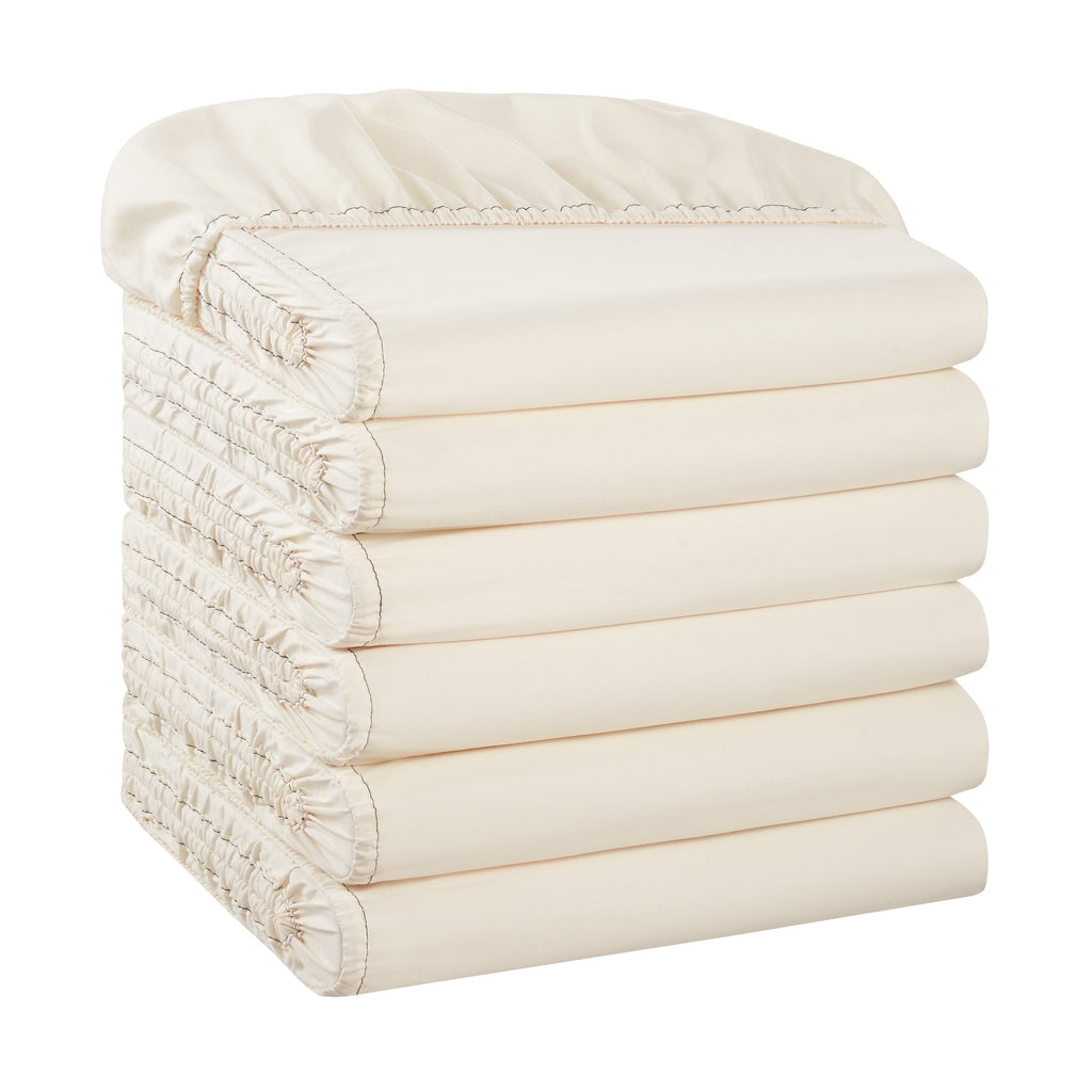 Wrinkle-Resistant Brushed Microfiber Fitted Sheets - Bedding Essentials - Full - (6 Pack) Ivory - Breathable Egyptian Cotton Flat & Fitted Sheets - Default Title