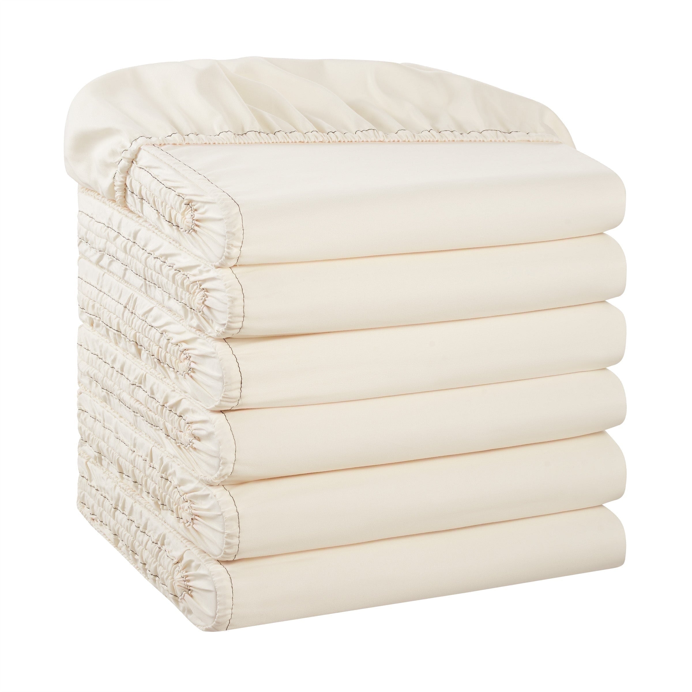 Wrinkle-Resistant Brushed Microfiber Fitted Sheets - Bedding Essentials - Full - (6 Pack) Ivory - Breathable Egyptian Cotton Flat & Fitted Sheets - Default Title
