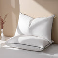 Decorative Plump Feather Down Pillows Set of 2, Medium Firm Hotel Bed Pillow 2 Pack, Queen Size, 20 x 30 in. - Hotel Quality Plush Sleeping Pillows - Default Title