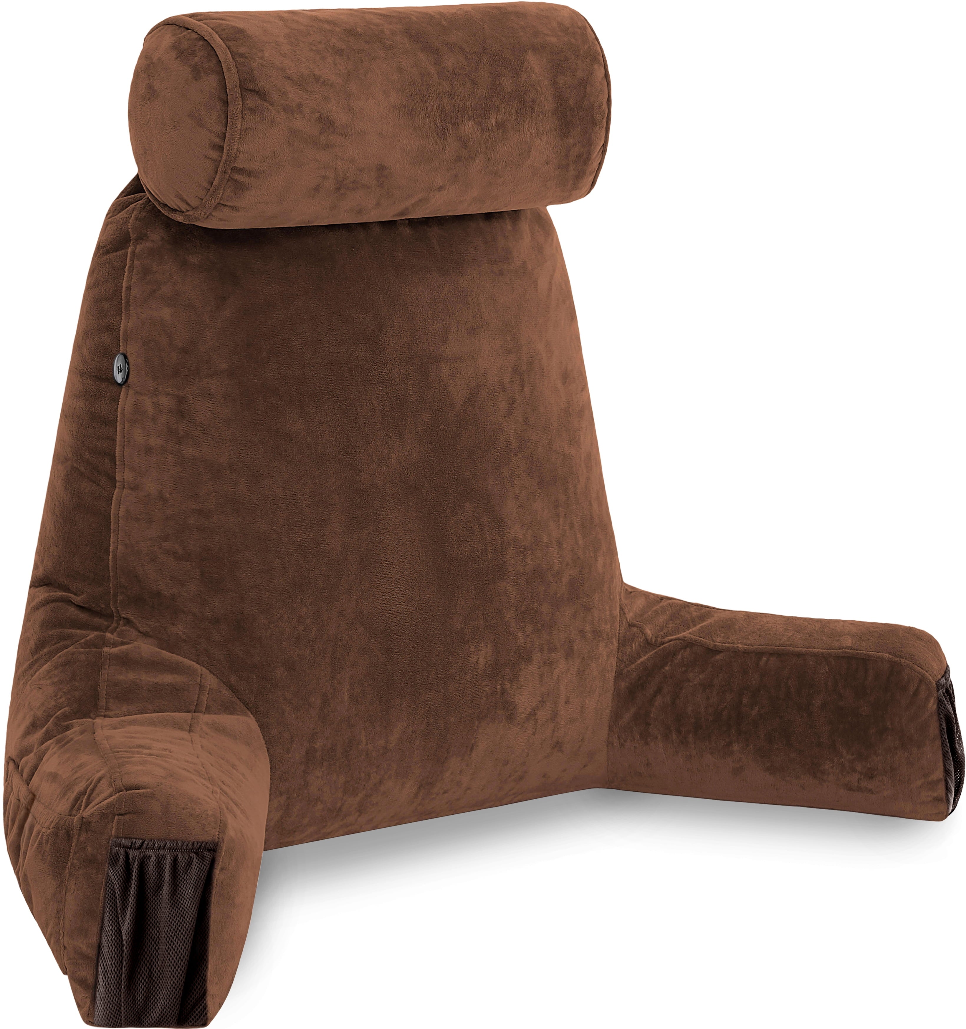 Fluffy Shredded Medium Chocolate Brown, Backrest - Detach Neck Roll, Removable Cover - Hotel Quality Plush Sleeping Pillows - Default Title