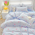 All-Season 3-Piece Blue Plaid Pink Bows Comforter Full Set , Cute Soft Bedding Set for Kids Adults - All-Season Down Alternative Comforter Insert - Default Title
