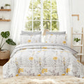 Hypoallergenic Cloud 3 Piece Comforter Set Queen Yellow Floral Quilt Microfiber Patchwork Bedspread - Cloud-Like Soft Lightweight Bed Comforter - Default Title