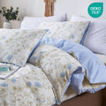 All-Season Cotton Comforter Sets Queen Size, 3 Pieces Botanical Blue Floral Reversible Bedding Sets for Adults All Season - Hypoallergenic Ultra-Fluffy Quilt for Winter - Default Title