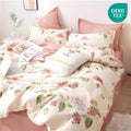 All-Season White with Pink Flowers King Comforter Sets, 3 Pieces Chic Garden Style Reversible Bedding Sets for Adults All Season - All-Season Down Alternative Comforter Insert - Default Title