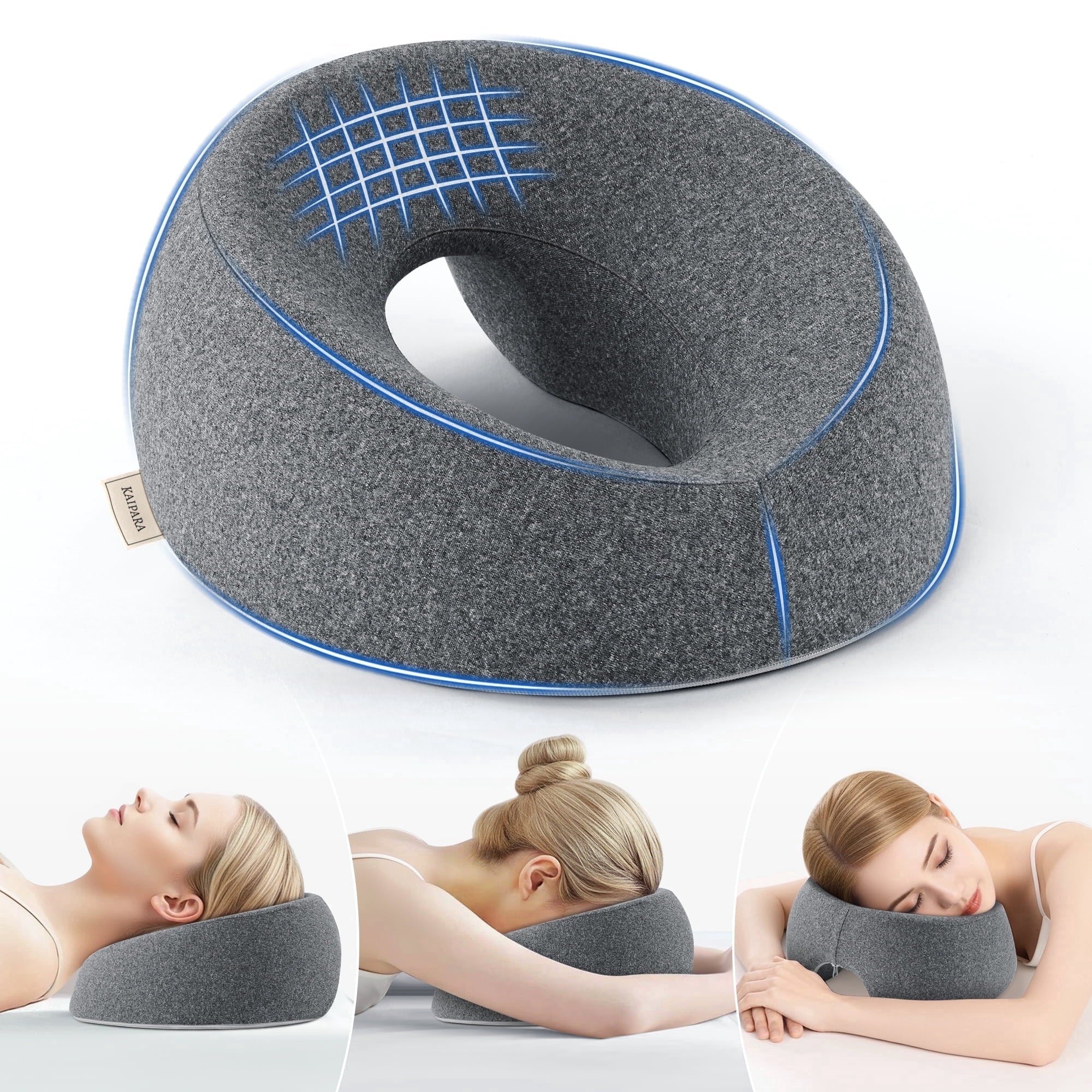 Orthopedic Support Face Down Pillow Massage Headrest for Bed, Memory Foam Pillow Face Cradle Support for Stomach Sleepers, Eye Post-Surg... - Orthopedic Shredded Foam Bed Pillow Set - Default Title