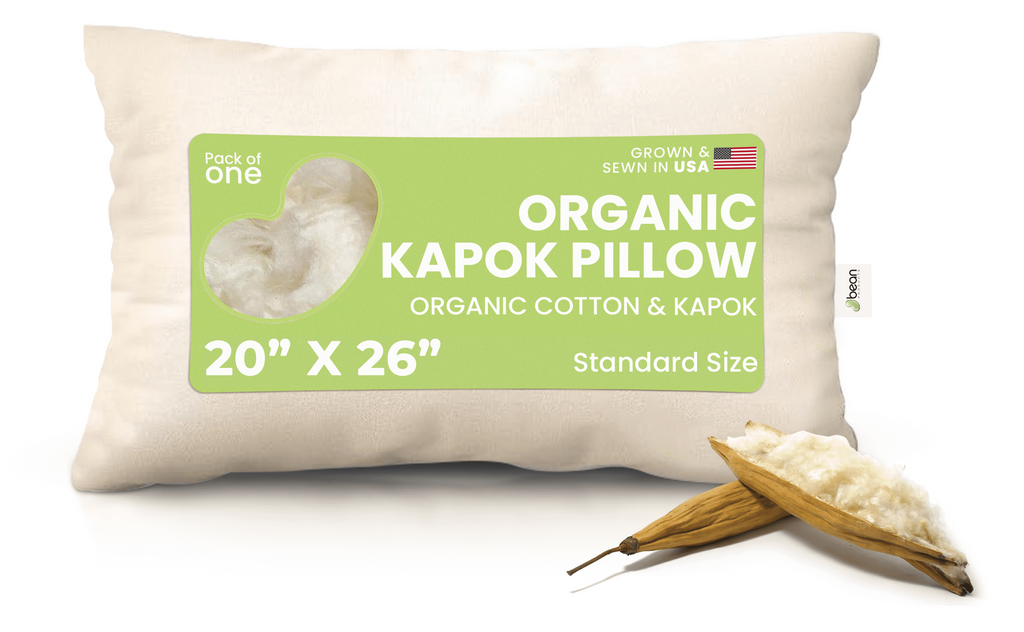 Decorative Plump Kapok 20x26" Standard Bed Pillow – Organic Cotton Fabric Soft Sleeping Pillow - Made in USA - Hotel Quality Plush Sleeping Pillows - Default Title