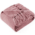 Super Soft Flannel Chenille Throw Blanket with Fringe Tassel for Couch Sofa Chair Bed, Mauve 50" X 70" - Cozy Fleece Throw Blanket for Couch & Bed - Default Title