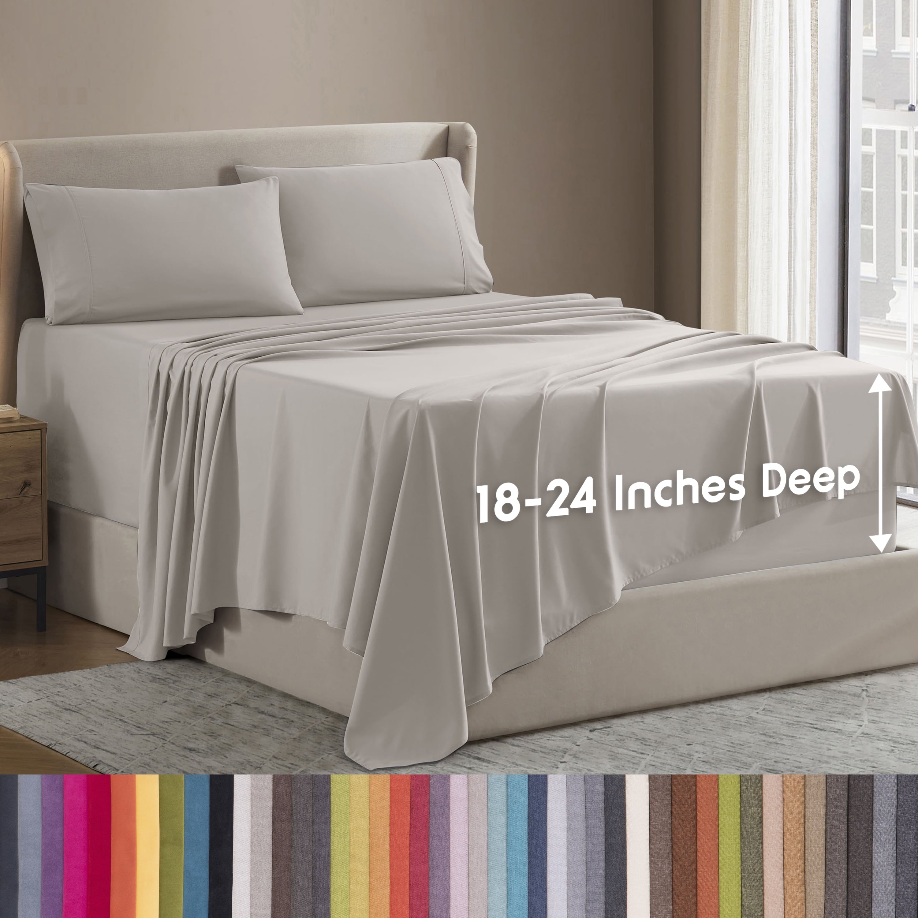 Wrinkle-Resistant Extra Deep Pocket Full Sheets Set, 4 Piece, Fits 18"-24" Mattress, Breathable & Extra Soft Bed Sheets, Linen - Premium Ultra-Soft Pillowcase Pair for Sleeping - Default Title