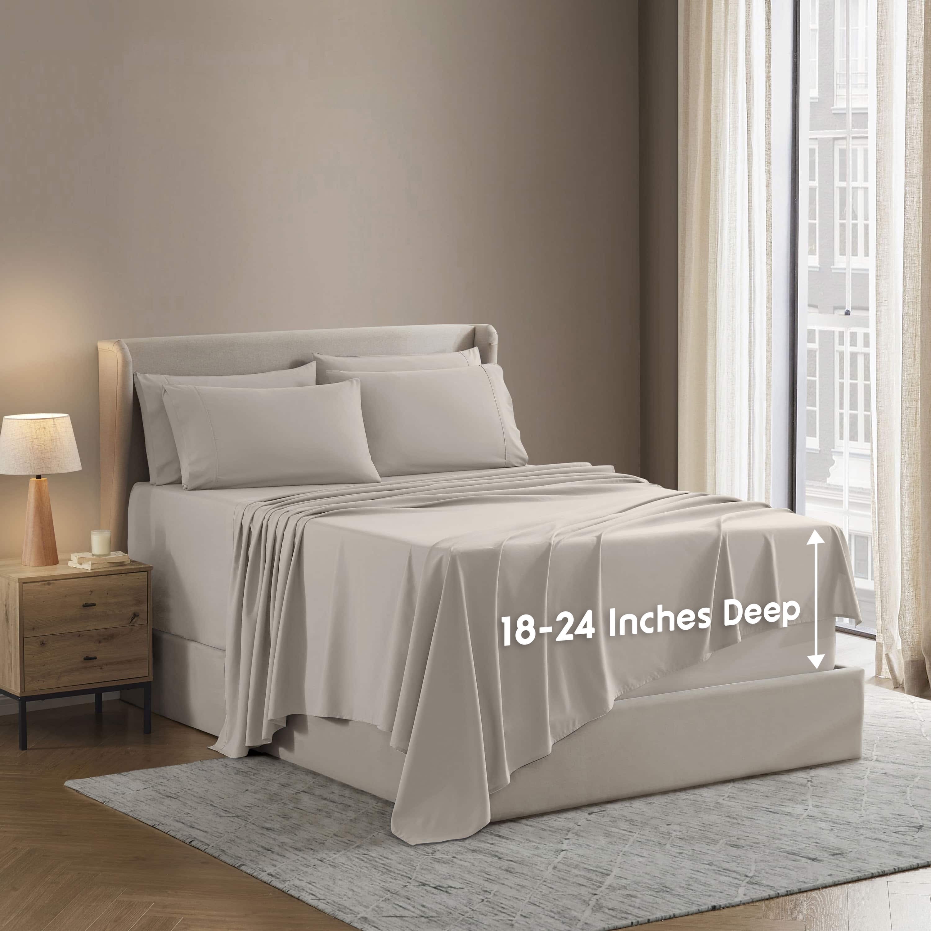 Ultra-Soft Extra Deep Pocket Queen Sheets set, Fits 18"-24" Mattress, 6 Piece Soft Microfiber Bed Sheet Sets, Linen - Premium Ultra-Soft Pillowcase Pair for Sleeping - Default Title