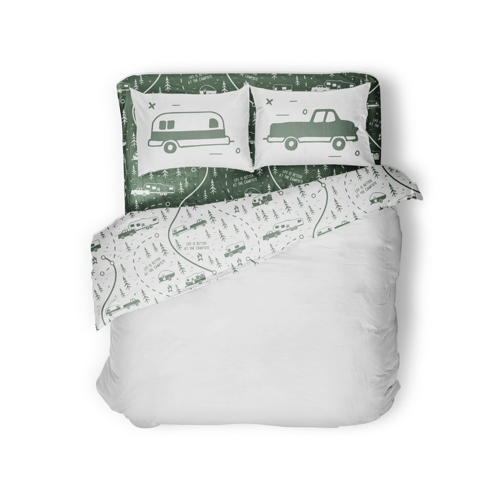 Ultra-Soft RV Queen Bed Sheet Set, Green Map, Polyester (53476) - Breathable Egyptian Cotton Flat & Fitted Sheets - Default Title